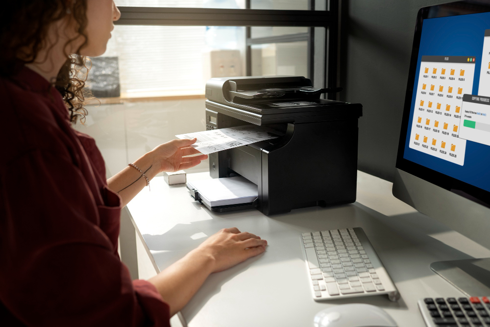 Printer support team helping customers